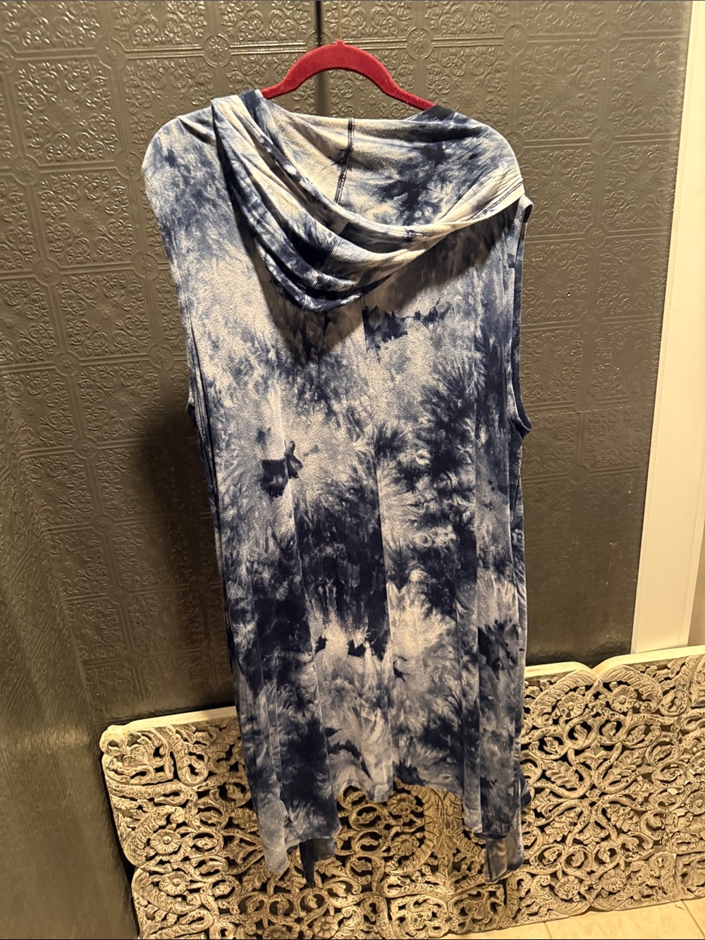 Sleeveless Blue Tie-Dye Duster Vest - Unbranded - Picture 3 of 3